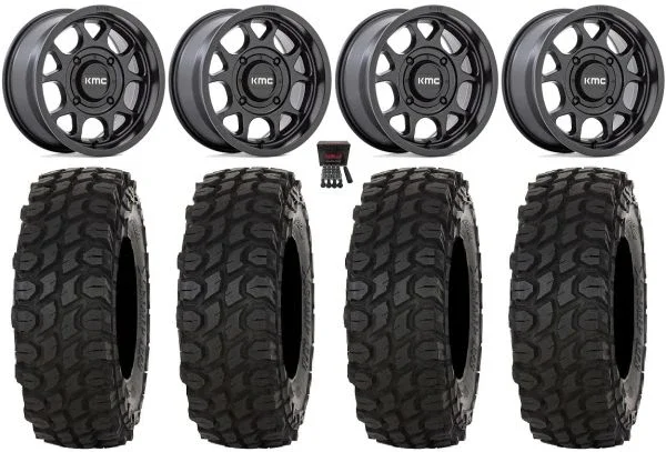 KMC Toro S 15″ Wheels Black 32″ XComp ATR Tires Polaris Sportsman / RZR / Ranger