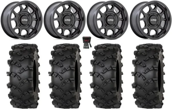 KMC Toro S 15″ Wheels Black 35″ Outlaw M/T Tires Can-Am Maverick X3 / Honda Pioneer 1000 / Talon