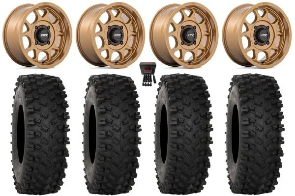KMC Toro S 15″ Wheels Bronze 33″ ATX470 Tires Kawasaki Mule Pro FXT KRX / Yamaha Wolverine RMAX / YXZ 2019+