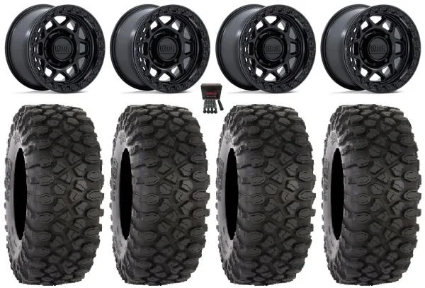 KMC Torx Bdlk 15″ Wheels Bk +38mm 32″ XC450 Tires Can-Am Maverick X3 / Honda Pioneer 1000 / Talon