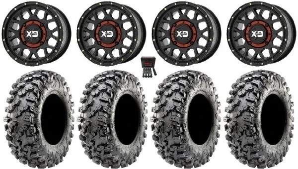 KS135 Grenade 14″ Wheels 28″ Carnivore R/T Tires Kawasaki Mule Pro FXT KRX / Yamaha Wolverine RMAX / YXZ 2019+