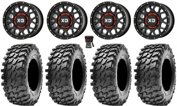 KS135 Grenade 14″ Wheels Black +38mm 28″ Rampage Tires Polaris RZR XP 1000 / PRO XP / Ranger XP 900/1000