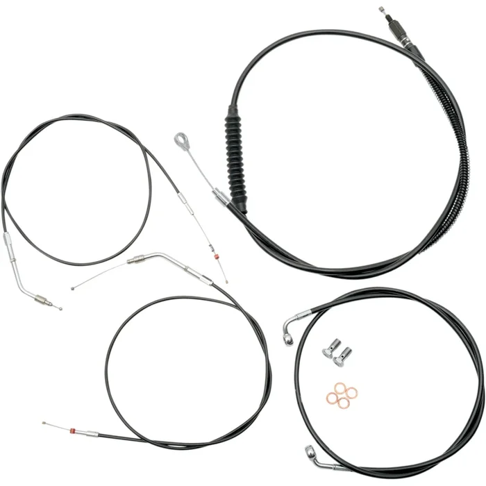 LA CHOPPERS 0610-0434 LA-8310KT-08B Standard Black Vinyl Braided Handlebar Cable/Brake Line Kit — Ape Hanger/Mini – Mini Ape Hanger Handlebars – Black Vinyl