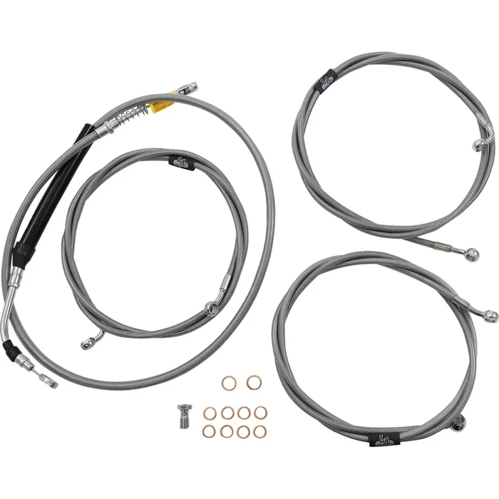 LA CHOPPERS 0662-0885 LA-8056KT-13 Standard Stainless Braided Handlebar Cable/Brake Line Kit – 12 ” – 14 ” Ape Hanger Handlebars – Stainless Steel