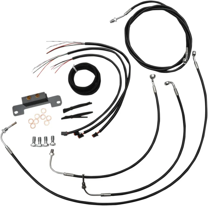 La choppers Complete Black Vinyl Braided Handlebar Cable/Brake Line Kit – 18″-20″ Handlebars – ’17-’20 Touring Harley Davidson