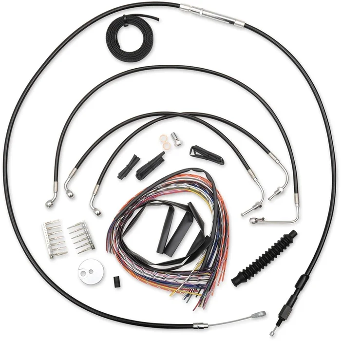 LA Choppers Complete Black Vinyl Braided Handlebar Cable/Brake Line Kit For 18 ” – 20 ” Ape Hanger Handlebars [MPN: LA-8011KT2-19B]