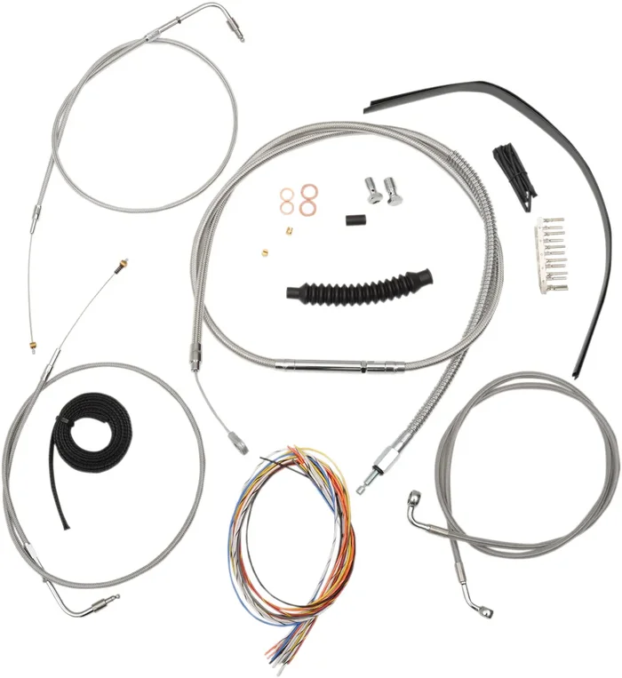 La choppers Complete Stainless Braided Handlebar Cable/Brake Line Kit – Mini Handlebars – ’04-’06 Sportster Harley Davidson