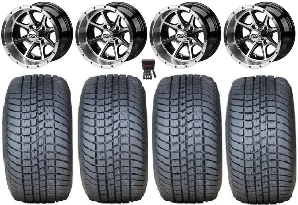 LSI Azusa 12″ Golf Wheels Machined 215×50 Pro Rider Tires E-Z-GO & Club Car