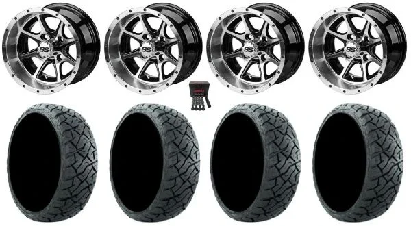 LSI Azusa 12″ Golf Wheels Machined 23″ Maverick Tires Yamaha