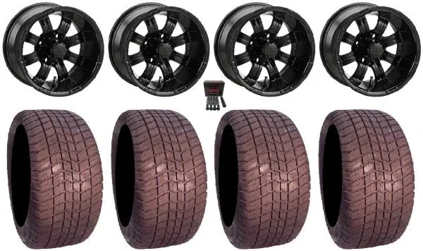 LSI Casino 12″ Golf Wheels Black 255×50 Excel Classic Tires Yamaha