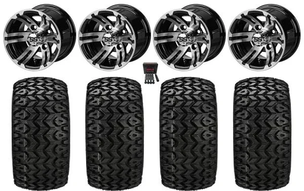 LSI Epic 10″ Golf Wheels Machined 20″ Sierra Sport Tires E-Z-GO & Club Car