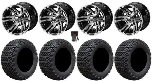 LSI Epic 10″ Golf Wheels Machined 20″ X-Trail Tires E-Z-GO & Club Car