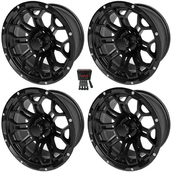 LSI Hercules 12″ Golf Cart Wheels/Rims Gloss Black Yamaha