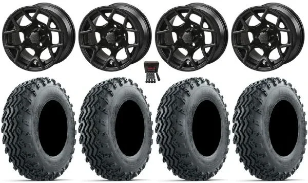 LSI Ninja 12″ Golf Wheels Matte Black 23″ Rogue Tires Yamaha