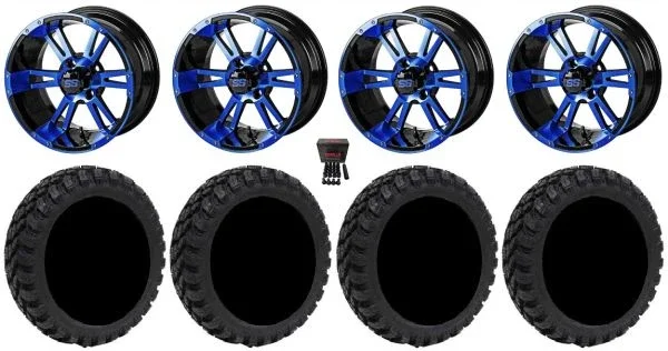 LSI Raptor 12″ Golf Wheels Black/Blue 22″ Nomad Tires Yamaha