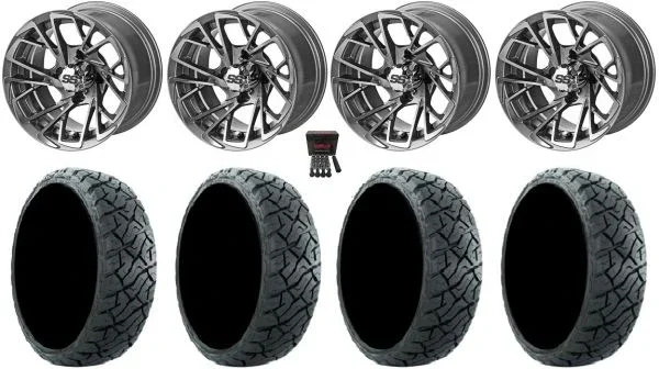 LSI Stinger 14″ Wheels Machined 205×35 Maverick Tires E-Z-GO & Club Car