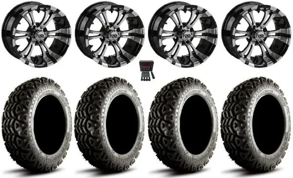 LSI Warlock 12″ Golf Wheels Black 23″ Street Blade Tires E-Z-GO & Club Car