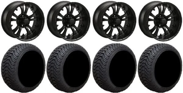 LSI Warlock 14″ Black Golf Wheels 205×30-14 Cruze Tires E-Z-GO & Club Car