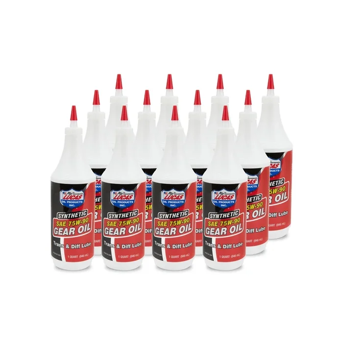 Lucas Oil Products Transmission and Differential Gear Oil 75W90 Synthetic 1 qt – Set of 12