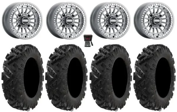 Metal FX Delta Bdlk CC 15″ Wheels Gm 28″ Attack 2.0 Tires Kawasaki Teryx Mule