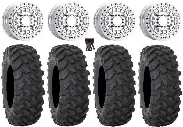 Metal FX Hitman Beadlock 15×6 Wheels Raw 37″ XTR370 Tires Kawasaki Teryx Mule