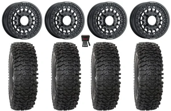 Metal FX Hitman Beadlock 15″ Wheels Black 35″ RC500 Tires Kawasaki Teryx Mule