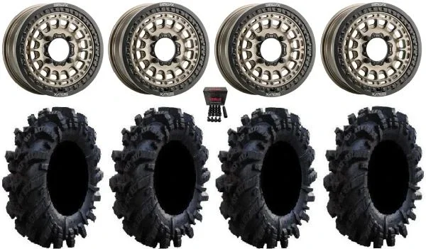 Metal FX Hitman Beadlock 15″ Wheels Br 34″ Intimidator Tires Kawasaki TeryxMule