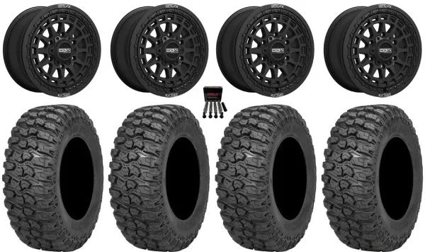 Metal FX Outlaw 6R Beadlock 15″ Wheels Black 30″ Trail Saw 2.0 Tires Can-Am Maverick R