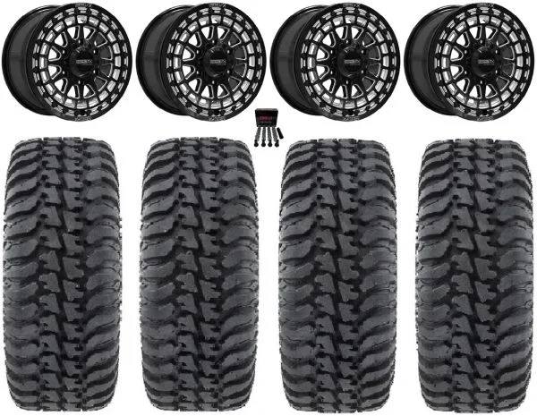 Metal FX Outlaw 6R Beadlock 15″ Wheels Black CC 32″ Regulator Tires Can-Am Maverick R