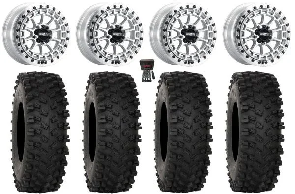Metal FX Outlaw R Bdlk 15″ Wheels Raw 32″ ATX470 Tires Polaris RZR Turbo R & Pro R Ranger 1500 Xpedition