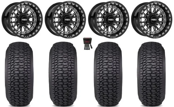 Metal FX Slayer Bdlk CC 15″ Wheels Bk 32″ Regulator2 Tires Kawasaki Mule Pro FXT KRX / Yamaha Wolverine RMAX / YXZ 2019+