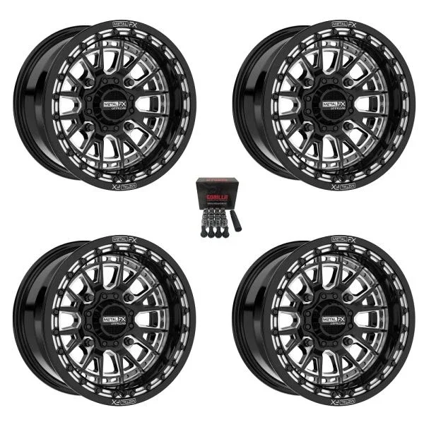 Metal FX Slayer Beadlock Contrast Cut 15×10 Wide Wheels Black Polaris RZR 1000 XP / Ranger XP 900/1000