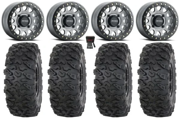 Method 401 Bdlk 14″ Wheels Titanium 4+3 28″ Roctane T4 Tires Polaris RZR XP 1000 / PRO XP / Ranger XP 900/1000