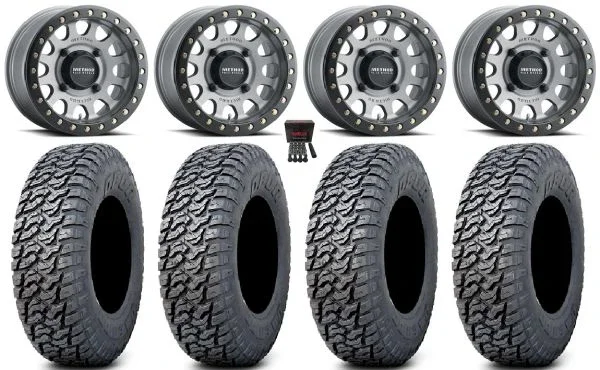 Method 401 Bdlk 15×6 Wheels Ti 33″ Daemon Tires Can-Am Maverick X3 / Honda Pioneer 1000 / Talon