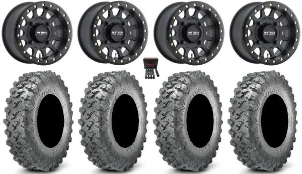 Method 401 Bdlk 15″ Wheels Bk 5+1 32″ Lynx SXS Tires Can-Am Commander Maverick Renegade Outlander Defender
