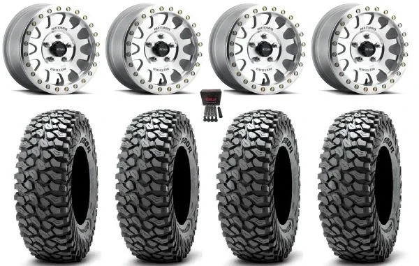 Method 401 Beadlock 15″ Wheels Raw 35″ RocScraper Sticky Tires Polaris RZR Turbo R & Pro R Ranger 1500 Xpedition