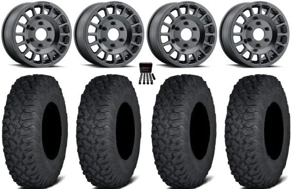 Method 407 15″ Wheels Black 35″ Coyote Tires Can-Am Maverick R