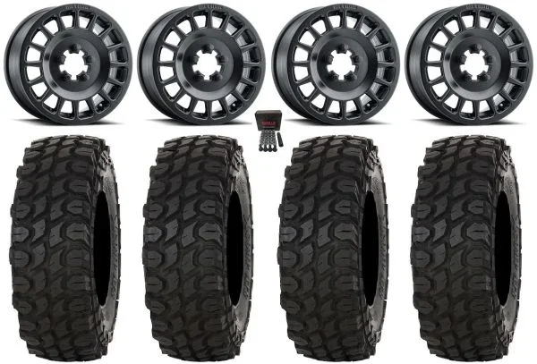 Method 407 15″ Wheels Black 35″ XComp ATR Tires Polaris RZR Turbo R & Pro R Ranger 1500 Xpedition