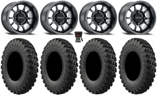 Method 409 15″ Black (4+3) Wheels 37″ MotoRally Tires Kawasaki Mule Pro FXT KRX / Yamaha Wolverine RMAX / YXZ 2019+