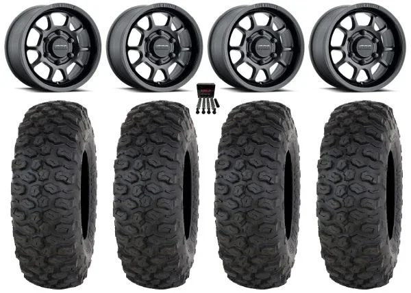 Method 409 15″ Wheels Black 32″ Chicane DS Tires Can-Am Maverick R