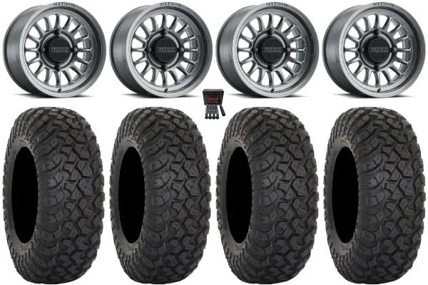 Method 411 15″ Ti (4+3) Wheels 32″ RT320 Tires Can-Am Commander Maverick Renegade Outlander Defender