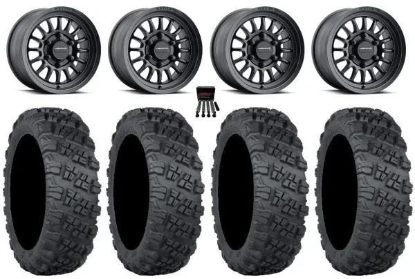 Method 411 15″ Wheels Black 33″ Versa Cross V3 Tires Can-Am Maverick R