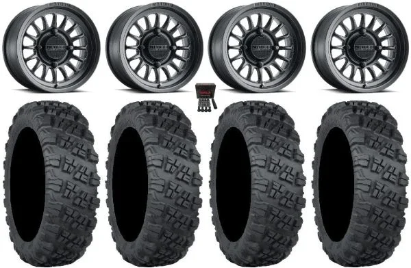 Method 411 15″ Wheels Black (4+3) 35″ Versa Cross V3 Tires Polaris RZR XP 1000 / PRO XP / Ranger XP 900/1000