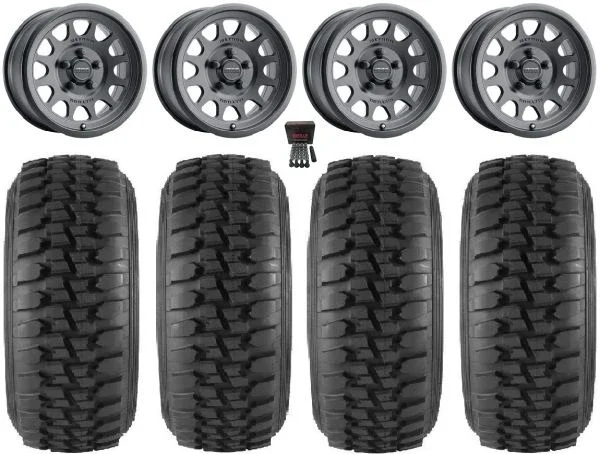 Method 414 15″ Wheels Bk +38mm 32″ Desert Series Tires Polaris RZR Turbo R & Pro R Ranger 1500 Xpedition