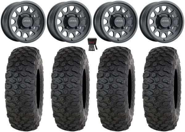 Method 414 15″ Wheels Black +38mm 32″ Chicane DS Tires Can-Am Maverick X3 / Honda Pioneer 1000 / Talon