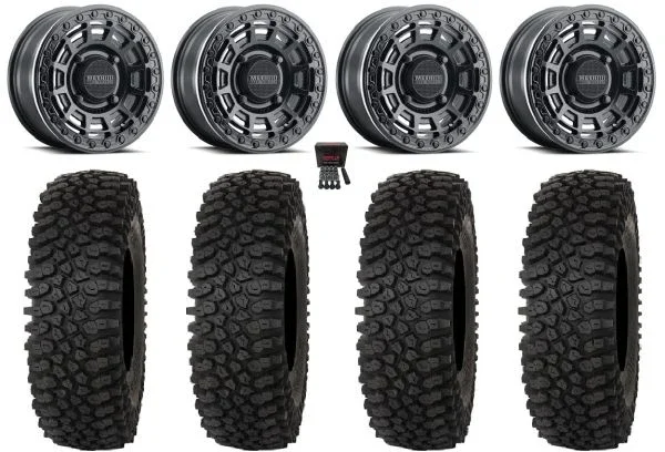 Method 415 Bdlk 15″ Wheels Bk +38mm 33″ Roctane ST Tires Can-Am Commander Maverick Renegade Outlander Defender