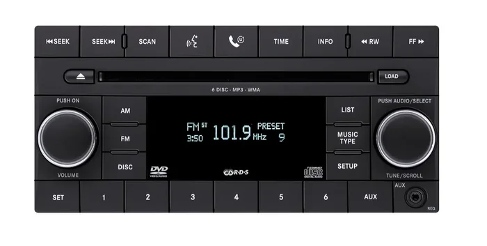 Mopar 5064921AF REQ AM/FM Stereo with Six-Disc CD/DVD Player for 2008 Jeep Wrangler JK