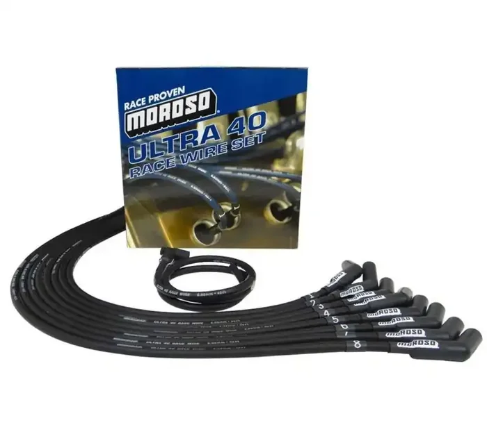 Moroso Chevrolet Small Block Ignition Wire Set – Ultra 40 – Unsleeved – HEI – 135 Degree – Black 73726