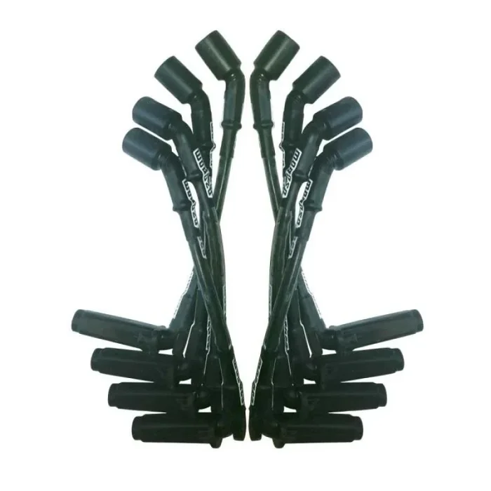 Moroso Ultra Spiral Core Spark Plug Wire Set – 7 mm – Sleeved – Black – 90 Degree Plug Boots – Factory Style Boots – 11.00 in Long – GM LS-Series