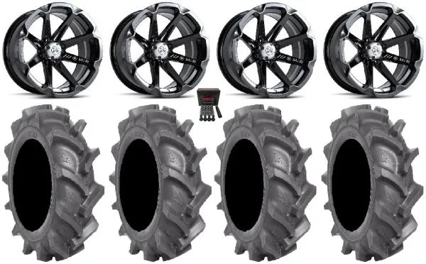 MSA Black Diesel 14″ UTV Wheels 30″ BKT AT 171 Tires Can-Am Maverick X3 / Honda Pioneer 1000 / Talon